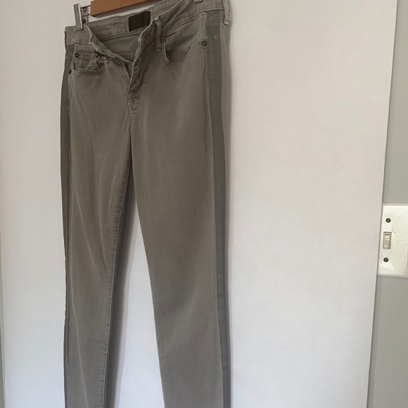 Vince Dylan Skinny Mid Rise Metallic Silver Tux Side Stripe Gray Jeans 28 EUC - Picture 7 of 10